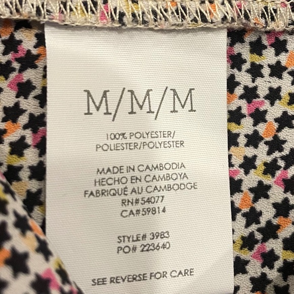 Cabi Stellar 3983 Star Stars Print V-neck Ruffle Tank Top Blouse Size Medium - Picture 6 of 9